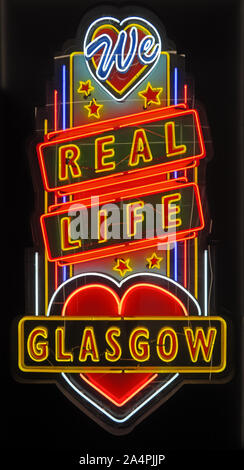 Glasgow School of Art, Neon opera scultorea, artista Sinclair Ross, Foto Stock