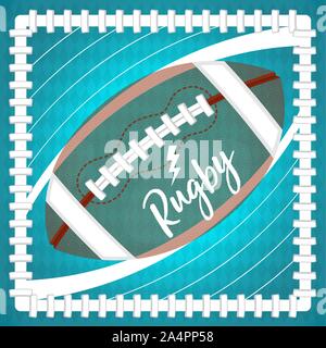 Rugby poster con una sfera - illustrazione vettoriale Illustrazione Vettoriale