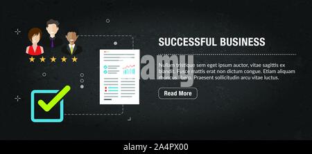 Business di successo di concetto banner internet con le icone nel vettore. Banner Web template per sito, banner internet per la progettazione di mobili e social media Illustrazione Vettoriale