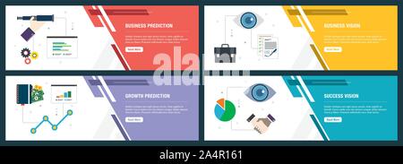 Set di vettore di verticale banner web con previsione di business, la visione aziendale, la previsione di crescita e successo la visione. Vettore modello di banner per il sito web Illustrazione Vettoriale