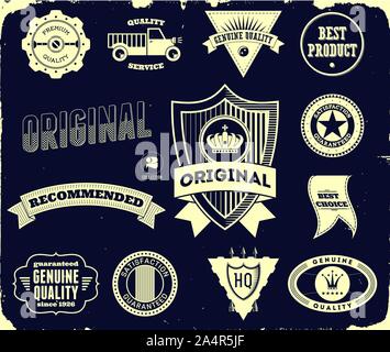 Etichette Vintage sul nero. Collezione 2 Illustrazione Vettoriale