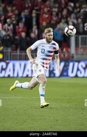 Toronto, Ontario, Canada. 15 ottobre, 2019. Tim risma (13) in azione durante il Canada vs USA - Lega delle Nazioni il qualificatore di credito di gioco: Angelo Marchini/ZUMA filo/Alamy Live News Foto Stock