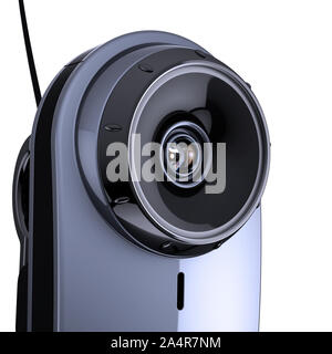 Lente occhio digitale fotocamera cercando di shadowing. Video sorveglianza sicurezza computer scansione biometrica electronic vision concept. 3d illustrazione Foto Stock