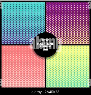Set di copertura dei mezzitoni di layout di pagina design vivace sul gradiente dello sfondo a colori e texture. Geometrica piana. È possibile utilizzare per il modello brochure design, Illustrazione Vettoriale