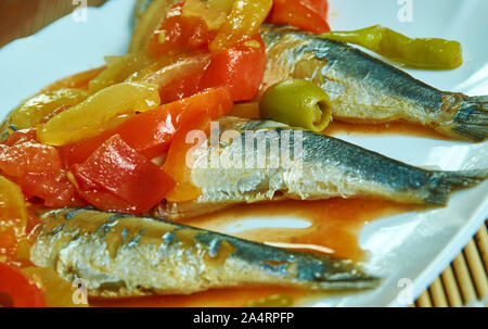 Le sardine messicano - Sardinas a la veracruzana close up Foto Stock