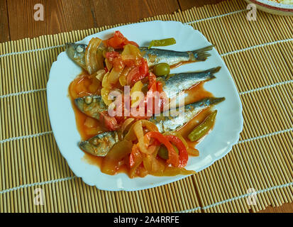 Le sardine messicano - Sardinas a la veracruzana close up Foto Stock