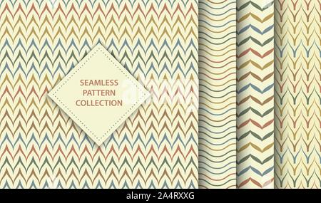 Vettore senza giunture etnica pattern tessili set. Astratta geometrica di sfondo a zig zag texture. Semplice e minimalista di stampa nativo di raccolta. Pagina Web di riempire Illustrazione Vettoriale