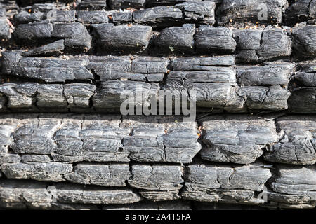Abstract background e texture di nero registri carbonizzati Foto Stock