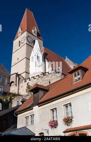 Chiesa parrocchiale dell'Assunzione della Vergine Maria, Weissenkirchen in der Wachau, Austria Foto Stock