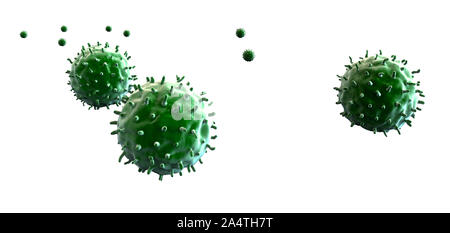 Linfociti e virus, la cellula di cancro, rendering 3d di cellule del cancro, la cellula di cancro ed i linfociti,T-linfociti attacco una migrazione di cellule di cancro, Foto Stock