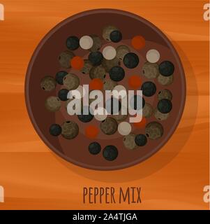 Pepe profumato mix design piatto icona vettore. Illustrazione Vettoriale