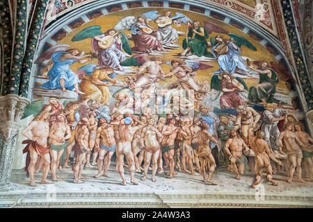 Gli eletti in Paradiso affresco di Luca Signorelli nel primo Rinascimento Cappella della Madonna di San Brizio del gotico italiano Cattedrale di Santa Maria A Foto Stock