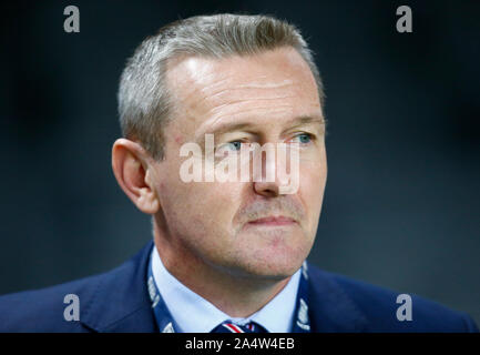 MILTON KEYNES, Inghilterra. 15 ottobre: Inghilterra U21 Head Coach (Manager) Aidy Boothroyd durante UEFA Under 21 Qualificazioni al campionato tra Inghilterra sotto Foto Stock