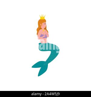 Mermaid personaggio fiabesco magic carattere avatar Illustrazione Vettoriale