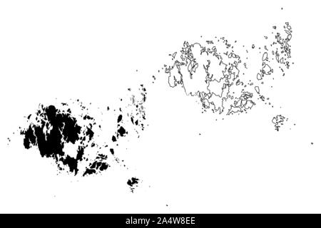 Isole Aland regione (Repubblica di Finlandia) mappa illustrazione vettoriale, scribble schizzo Aland mappa Illustrazione Vettoriale