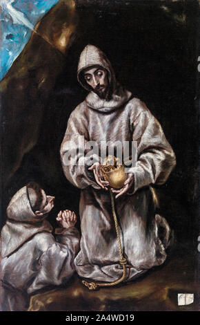 El Greco, San Francesco di Assisi e il Fratello Leo la meditazione sulla morte, pittura, 1600-1605 Foto Stock