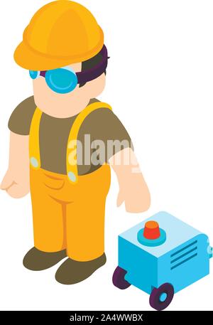 Lavoratore icona strumento, stile isometrico Illustrazione Vettoriale