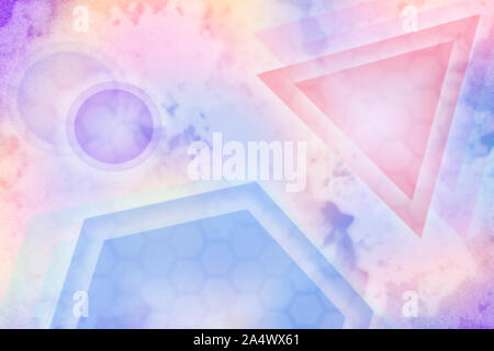 Geometria semplice figure astratte. sfondo Cerchio, Triangolo, poligono forme e oggetti come elementi di avveniristici o in Scienza del design. 3D illustrazione Foto Stock