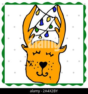 Coloratissimi amici animali raccolta di tricheco, ippona,capra,cat,deer,bear.carino disegnato a mano scarabocchi.Buona per manifesti, adesivi, schede alfabeto e Illustrazione Vettoriale