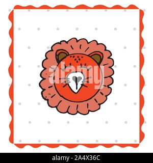 Coloratissimi amici animali collezione compresi cane, gatto, giraffe, orso, lion, coniglio.carino disegnato a mano scarabocchi.Buona per manifesti, adesivi, schede alfabeto Illustrazione Vettoriale