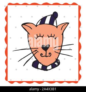 Coloratissimi amici animali collezione compresi cane, gatto, giraffe, orso, lion, coniglio.carino disegnato a mano scarabocchi.Buona per manifesti, adesivi, schede alfabeto Illustrazione Vettoriale