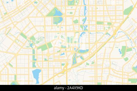 Versione stampabile cartina stradale di Changchun, provincia di Jilin, Cina. Mappa modello per uso aziendale. Illustrazione Vettoriale