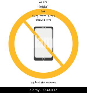 Gentile del vettore non è consentito firmare su sfondo bianco con cerchio giallo. Illustrazione può utilizzare in cafe, il ristorante. Illustrazione Vettoriale