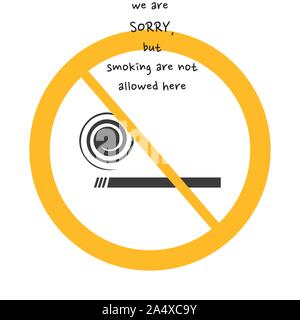 Gentile del vettore non è consentito firmare su sfondo bianco con cerchio giallo. Illustrazione può utilizzare in cafe, il ristorante. Illustrazione Vettoriale