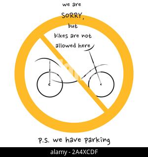 Gentile del vettore non è consentito firmare su sfondo bianco con cerchio giallo. Illustrazione può utilizzare in cafe, il ristorante. Illustrazione Vettoriale