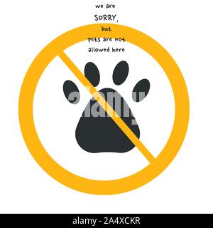 Gentile del vettore non è consentito firmare su sfondo bianco con cerchio giallo. Illustrazione può utilizzare in cafe, il ristorante. Illustrazione Vettoriale