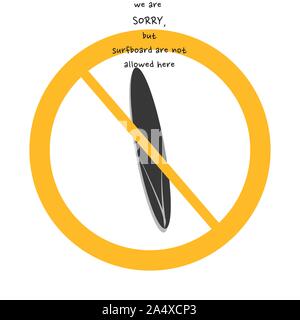 Gentile del vettore non è consentito firmare su sfondo bianco con cerchio giallo. Illustrazione può utilizzare in cafe, il ristorante. Illustrazione Vettoriale