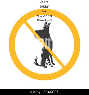 Gentile del vettore non è consentito firmare su sfondo bianco con cerchio giallo. Illustrazione può utilizzare in cafe, il ristorante. Illustrazione Vettoriale