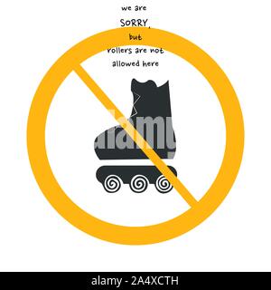 Gentile del vettore non è consentito firmare su sfondo bianco con cerchio giallo. Illustrazione può utilizzare in cafe, il ristorante. Illustrazione Vettoriale