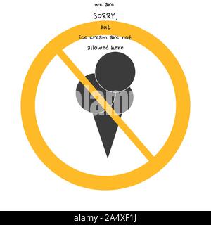 Gentile del vettore non è consentito firmare su sfondo bianco con cerchio giallo. Illustrazione può utilizzare in cafe, il ristorante. Illustrazione Vettoriale