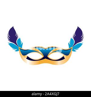 Maschera di carnevale con le piume su sfondo bianco Illustrazione Vettoriale