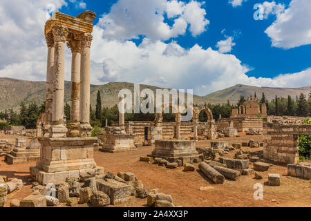 Rovine di Umayyad Aanjar (Anjar) nella valle di beeka Libano medio oriente Foto Stock