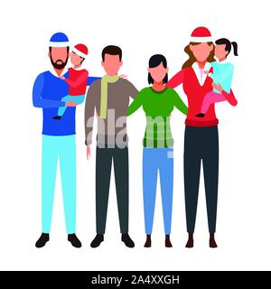 Avatar di famiglia con bambini piccoli e amici, design colorato Illustrazione Vettoriale