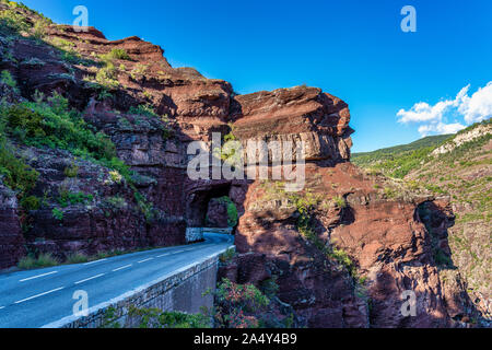 Gorges de Daluis o cioccolato canyon in Provence-Alpes, Francia. Foto Stock