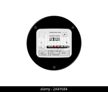 Domestico misuratore di energia elettrica. Il contatore è monofase rétro. Illustrazione Vettoriale. Illustrazione Vettoriale