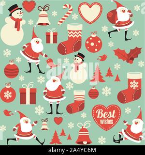 Design piatto natale pattern senza giunture Illustrazione Vettoriale