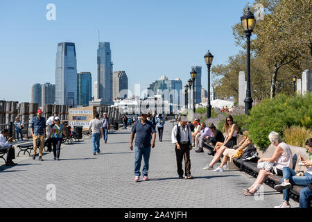 Battery Park Waterfront a Manhattan NYC Foto Stock