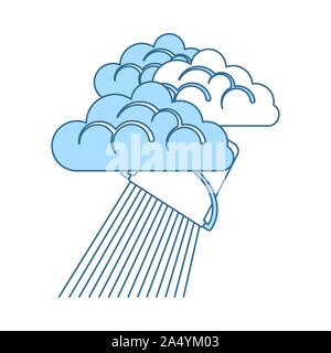 Come pioggia dal bucket icona. Linea sottile con riempimento blu Design. Illustrazione Vettoriale. Illustrazione Vettoriale