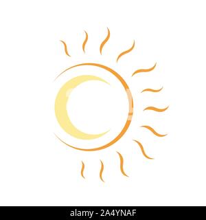 Mezzaluna raggi di sole e luna logo design vector graphic concept illustrazioni Illustrazione Vettoriale