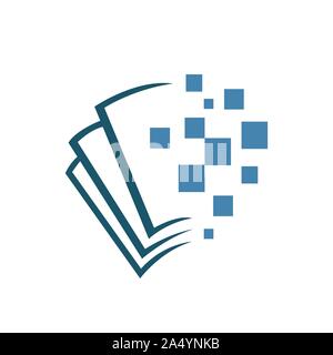 Nuovo logo ebook vettore di progettazione elettronica icona della libreria Illustrazione Vettoriale
