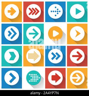 Icona a forma di freccia set. Illustrazione Vettoriale