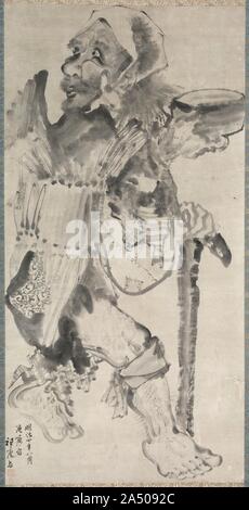 Beggar (Kojiki), 1871. Il termine giapponese per il mendicante, kojiki, deriva dalla parola kotsujiki, che si riferisce ai monaci buddisti tenendo ciotole da porta a porta per richiedere sostentamento. Il Figlio dell'artista Suian Bunro, Suian Hirafuku nacque a Kakunodate in Giappone&#x2019;s nord prefettura di Akita. Quando era 16, andò a studiare a Kyoto. Nel 1880 ha preso il primo posto con un altro dipinto intitolato mendicante al terzo Akita Prefectural esposizione industriale e nel 1890, egli ha preso il secondo premio per il miglior risultato tecnico con assistenza infermieristica tigre al terzo industriale nazionale di esposizione. Foto Stock