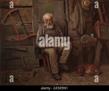 Il costruttore dell'imbarcazione, c. 1904. Brown's preferenza per soggetti rurali in un momento in cui gli Stati Uniti era in fase di rapida industrializzazione suggerisce la nostalgia del passato. Infatti, il costruttore dell'imbarcazione, una immagine di un anziano artigiano di lavorare da soli con utensili a mano in un ambiente tranquillo piena con il suo cane a pelo, ha offerto il suo pubblico contemporaneo un distinto alternativa a meccanizzata di produzione di fabbrica. Foto Stock