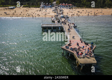 Vista aerea sul molo in Brzezno, Gdansk. Foto Stock