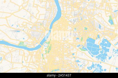 Versione stampabile cartina stradale di Kolkata, stato del Bengala Occidentale, India. Mappa modello per uso aziendale. Illustrazione Vettoriale