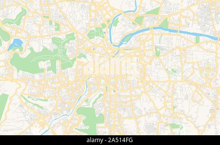 Versione stampabile cartina stradale di Pune, stato Maharashtra, India. Mappa modello per uso aziendale. Illustrazione Vettoriale